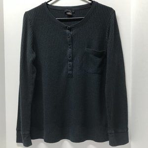 J. Crew Black Long Sleeve Thermal Henley Top